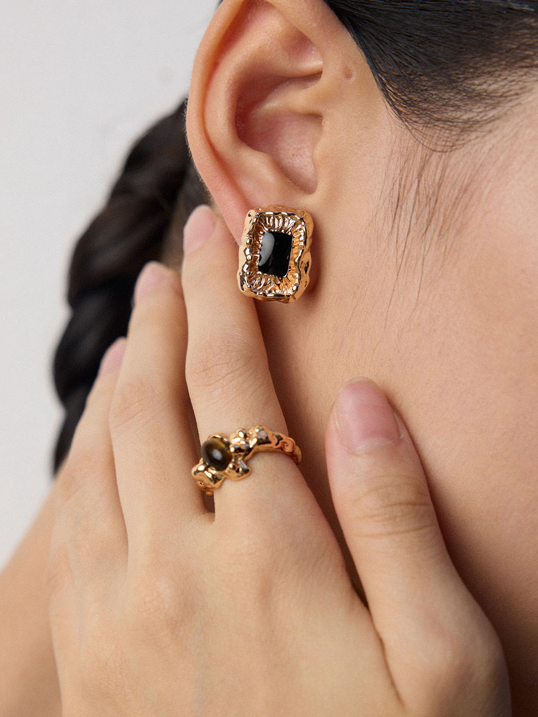 Lava Frame Enamel Studs Sterling Silver Earrings - Image 2