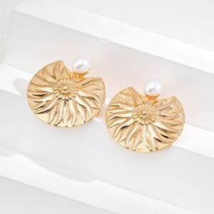 Solar Queen Pearl Studs Sterling Silver Earrings