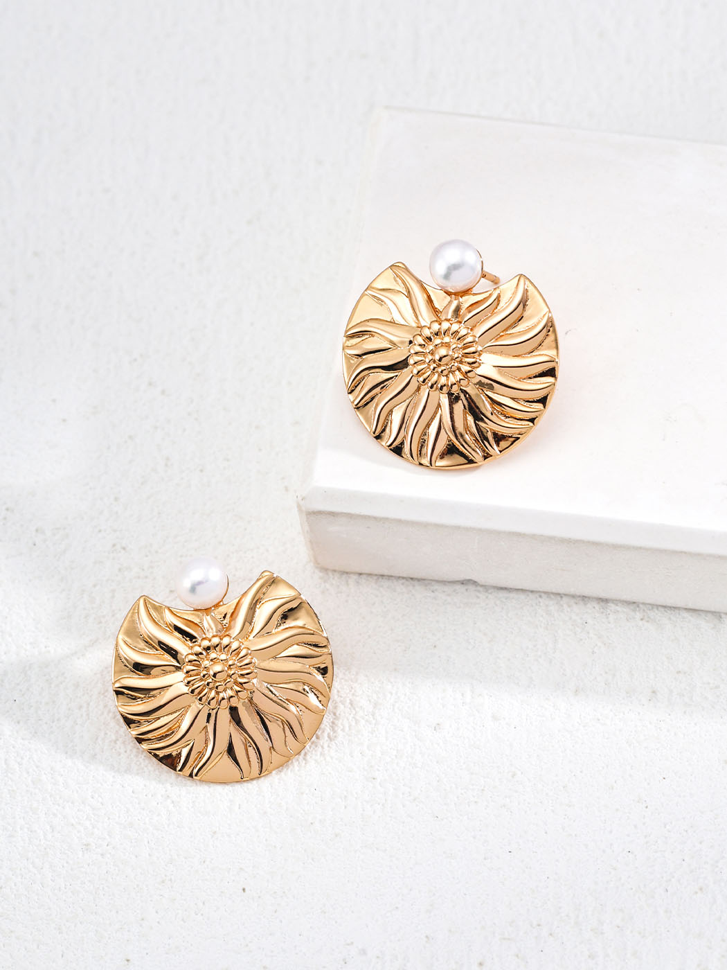 Solar Queen Pearl Studs Sterling Silver Earrings - Image 3