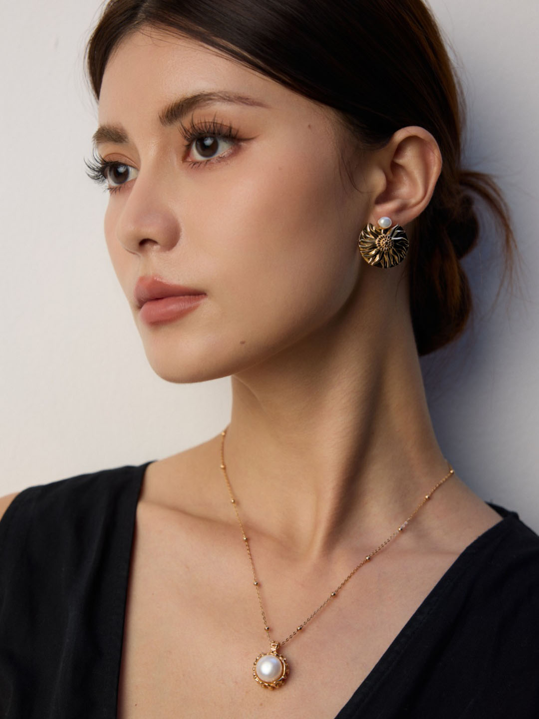 Solar Queen Pearl Studs Sterling Silver Earrings - Image 4