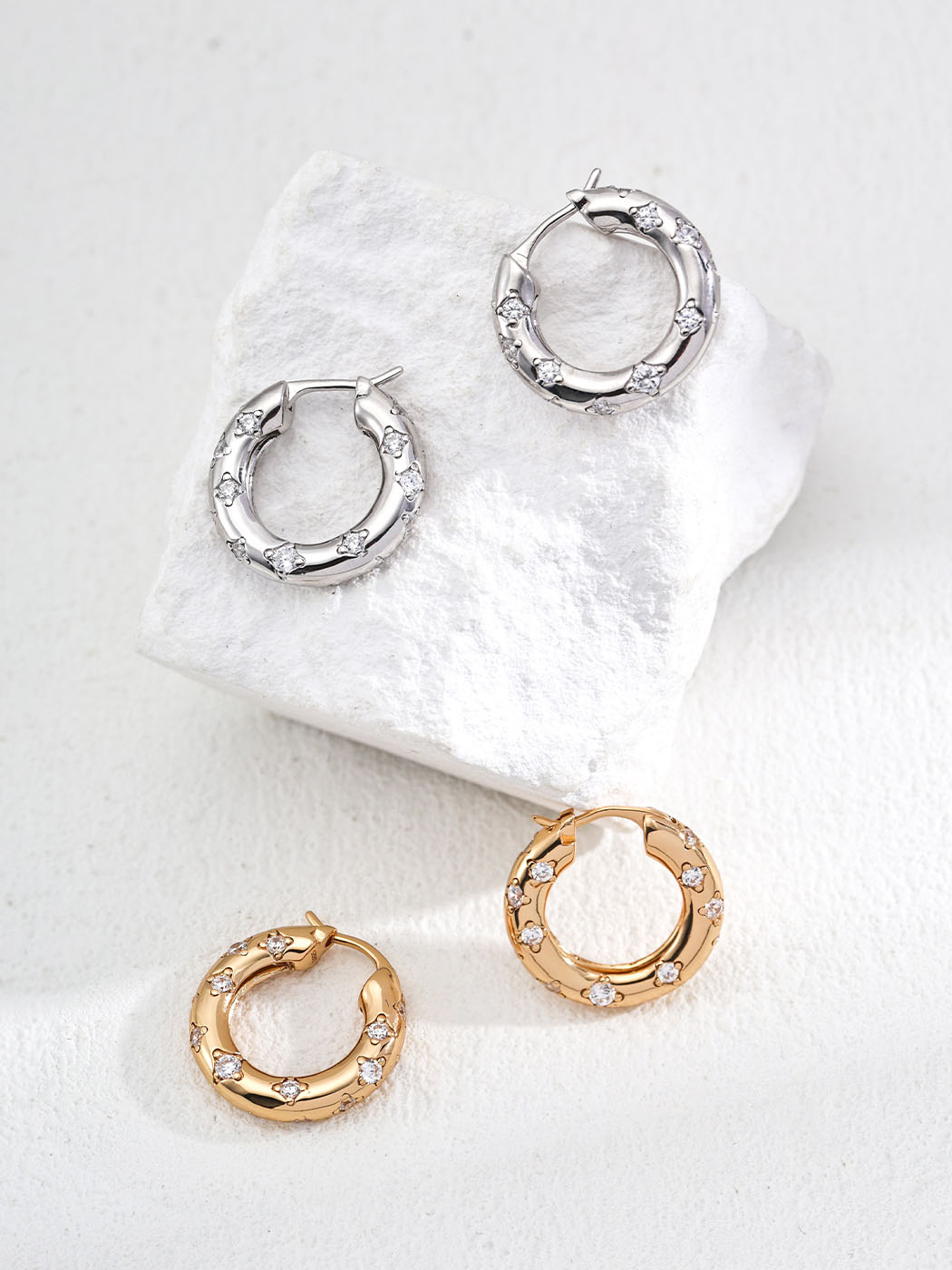 Twilight Sparkle CZ Hoops Sterling Silver Earrings