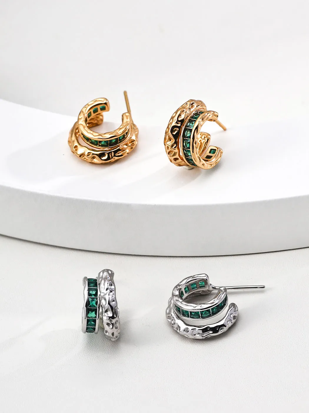 Ancient Halo CZ Studs Sterling Silver Earrings