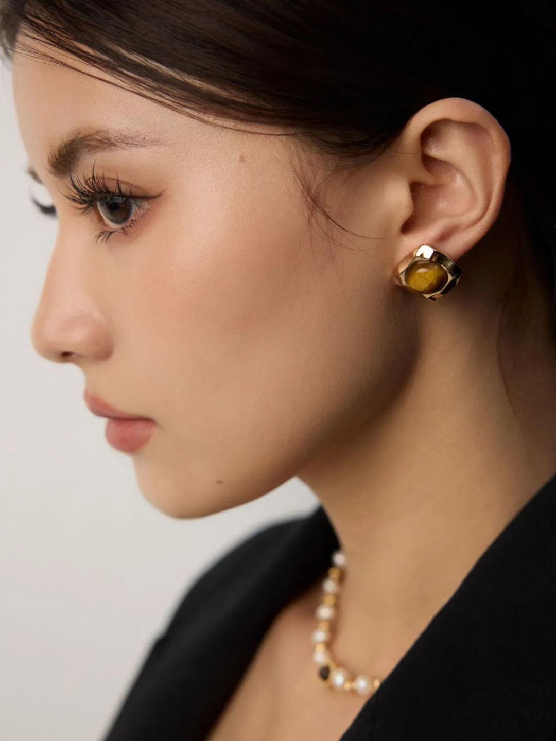 Earthbound Tiger Eye Studs Sterling Silver Earrings - Image 4