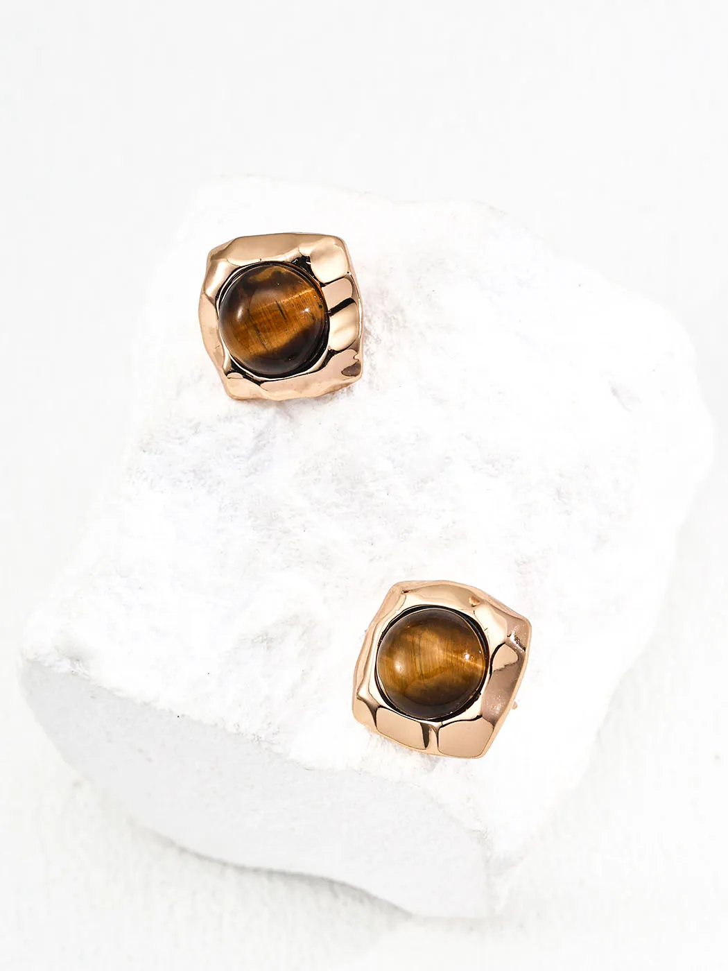 Earthbound Tiger Eye Studs Sterling Silver Earrings - Image 3