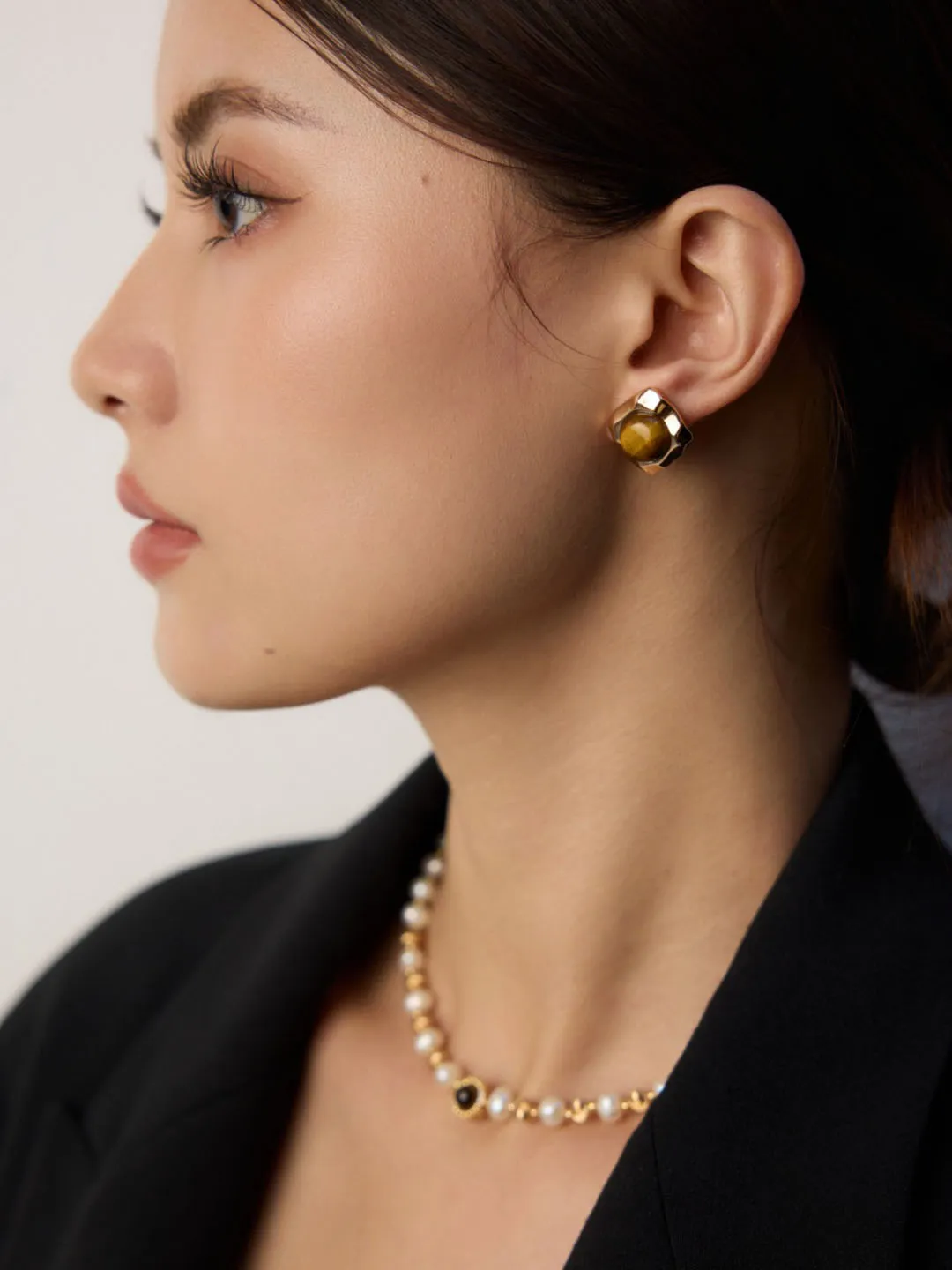 Earthbound Tiger Eye Studs Sterling Silver Earrings - Image 6