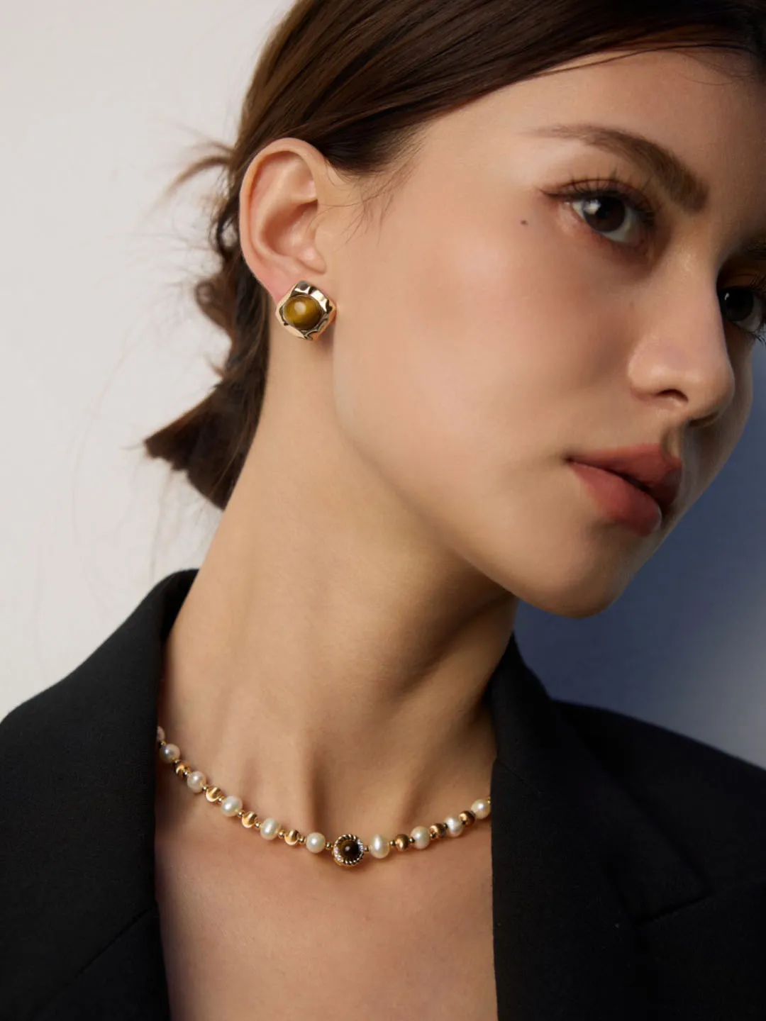 Earthbound Tiger Eye Studs Sterling Silver Earrings - Image 7