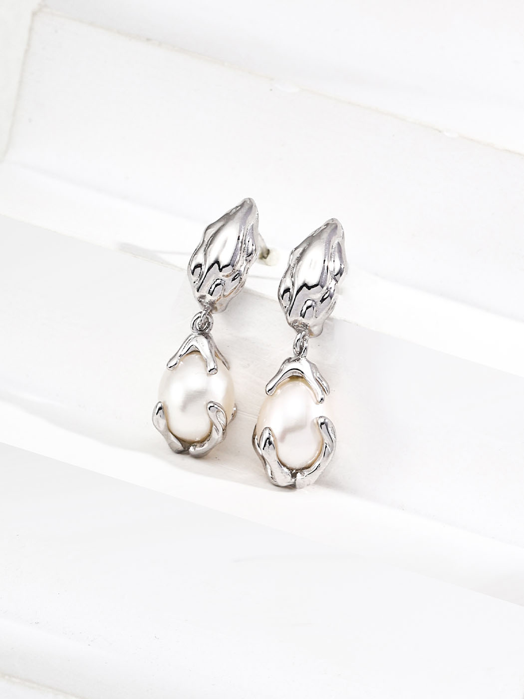 Flame Embrace Pearl Drops in Sterling Silver - Image 4