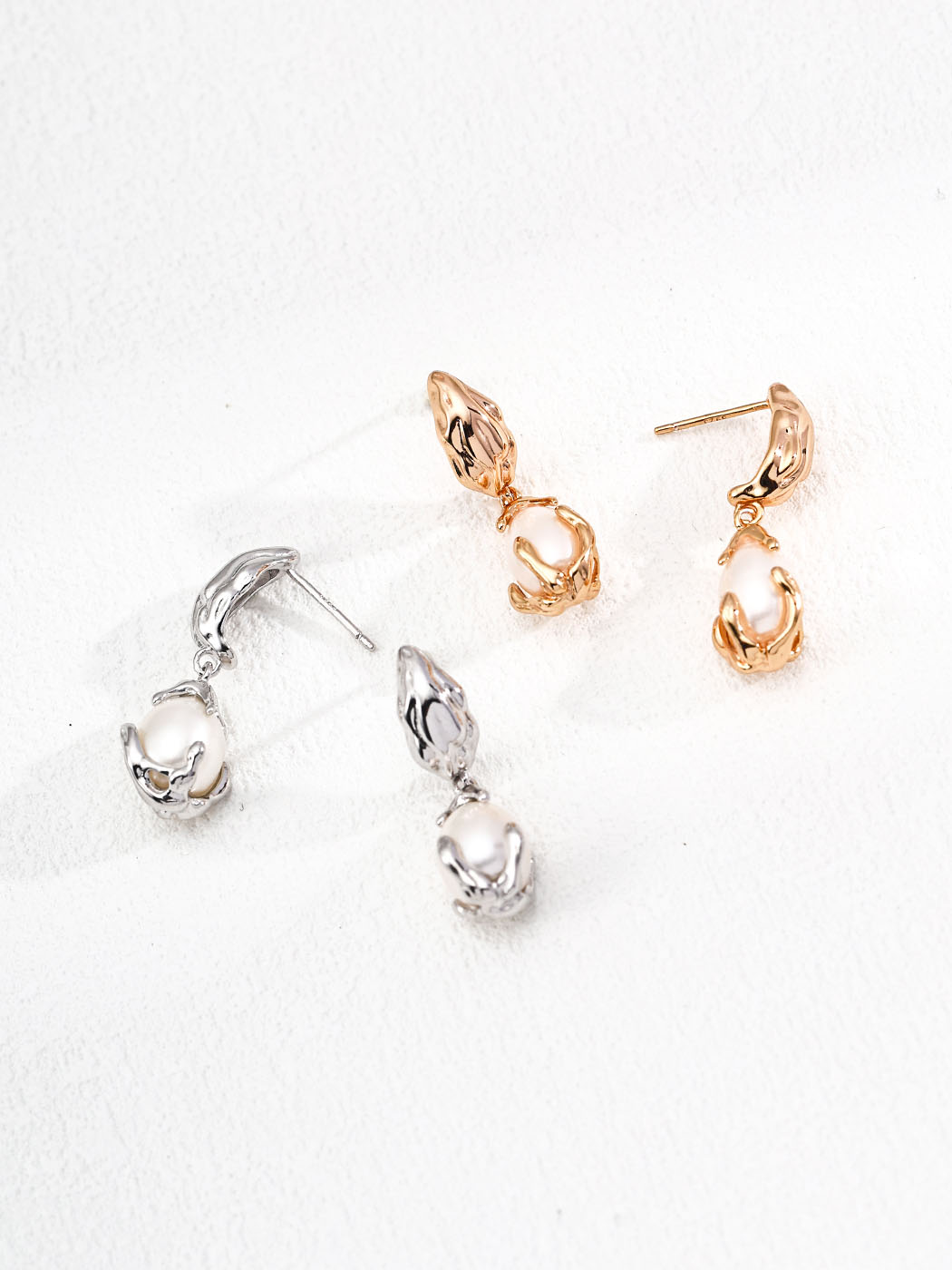 Flame Embrace Pearl Drops in Sterling Silver