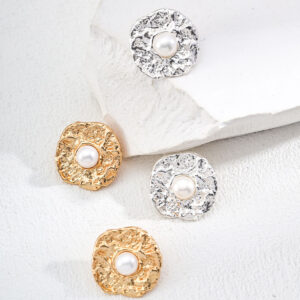 Ethereal Shell Pearl Studs in Sterling Silver