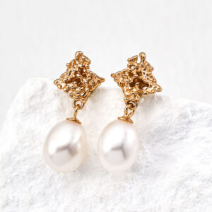 Coral Texture Large Pearl Drops in Sterling Silver