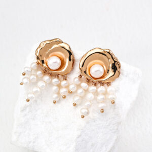 Rose Tassel Pearl Studs in Sterling Silver