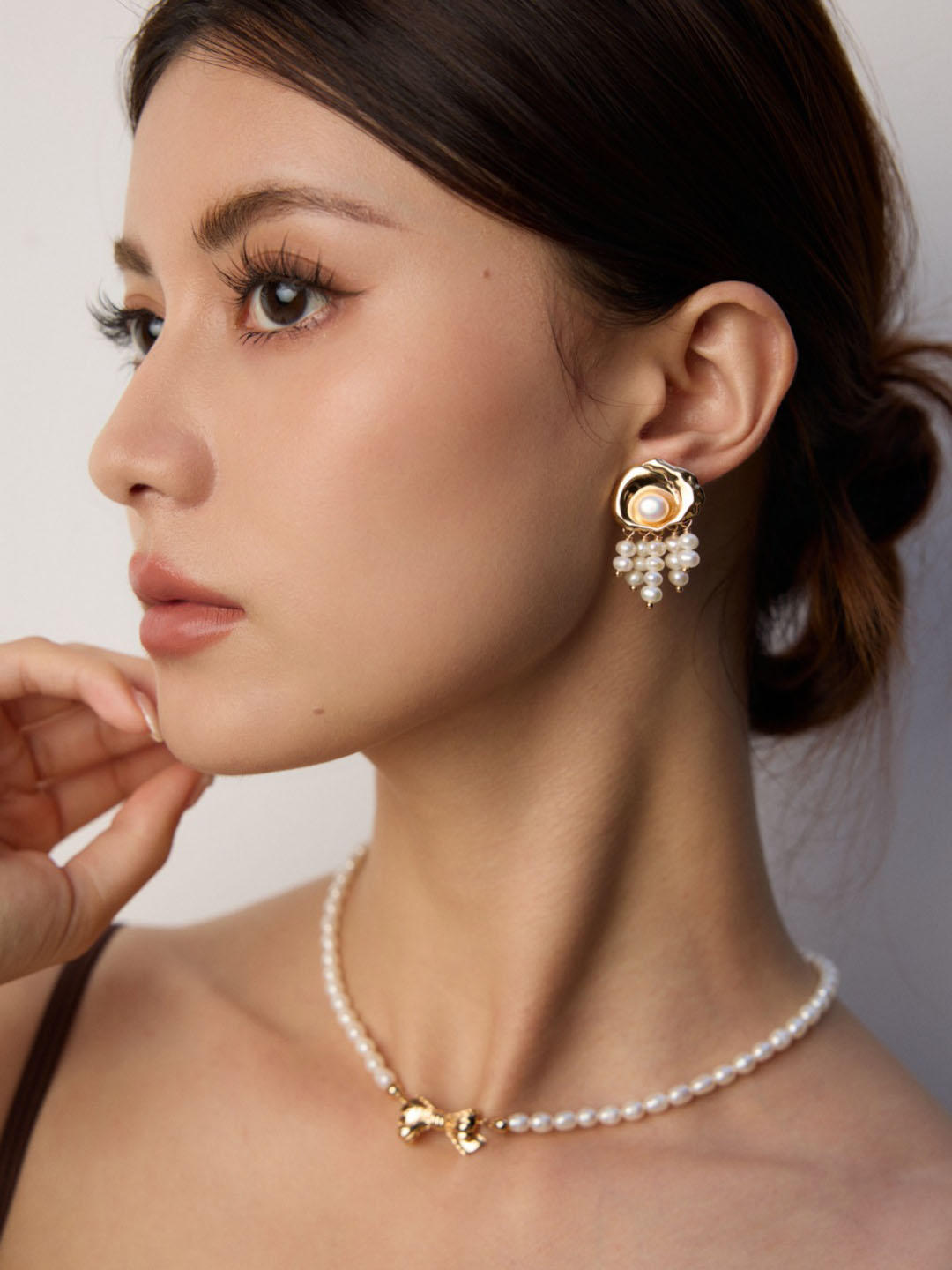 Rose Tassel Pearl Studs in Sterling Silver - Image 4