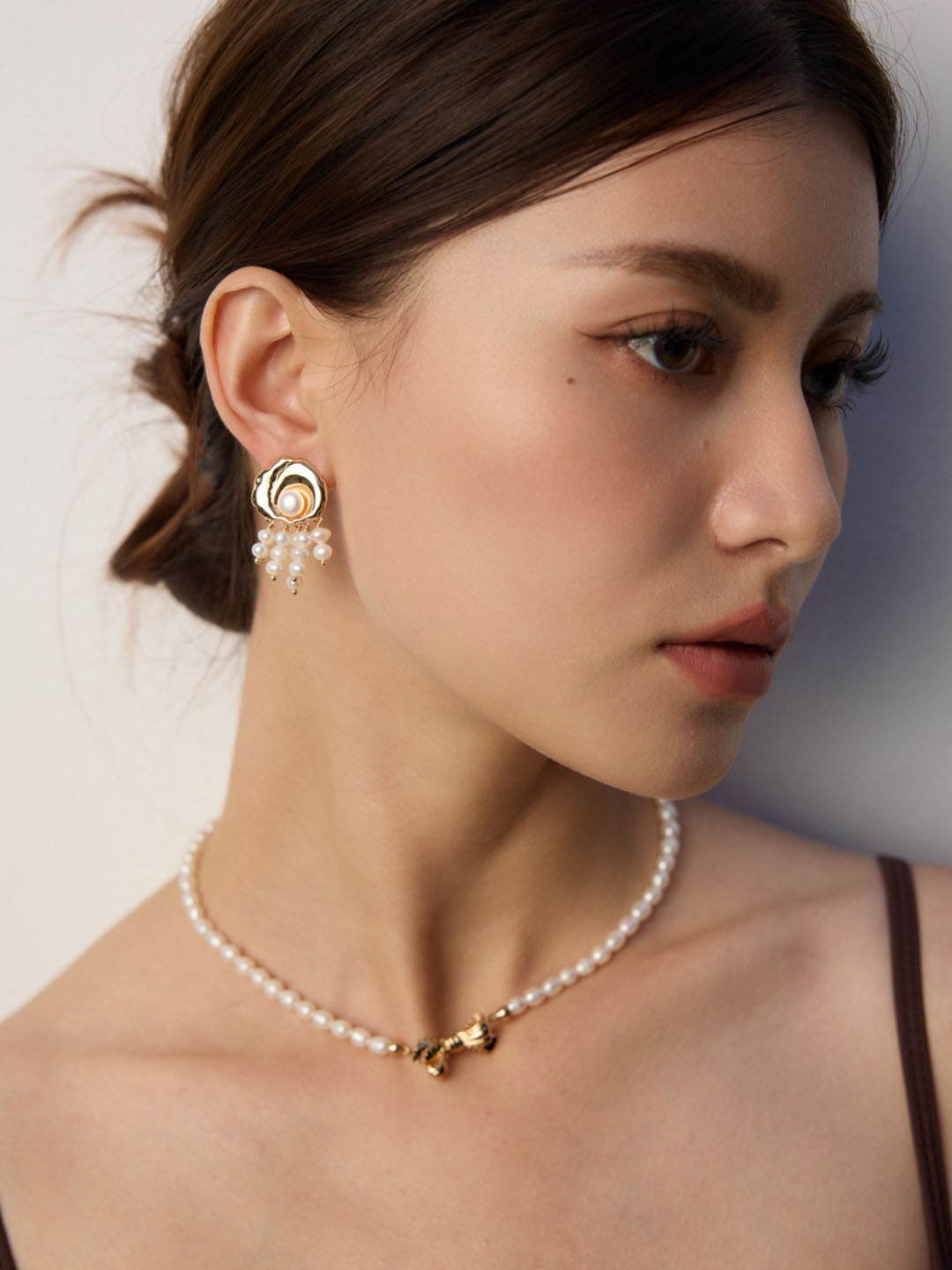 Rose Tassel Pearl Studs in Sterling Silver - Image 2