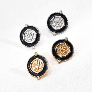 Zen Bamboo Enamel Studs Sterling Silver Earrings