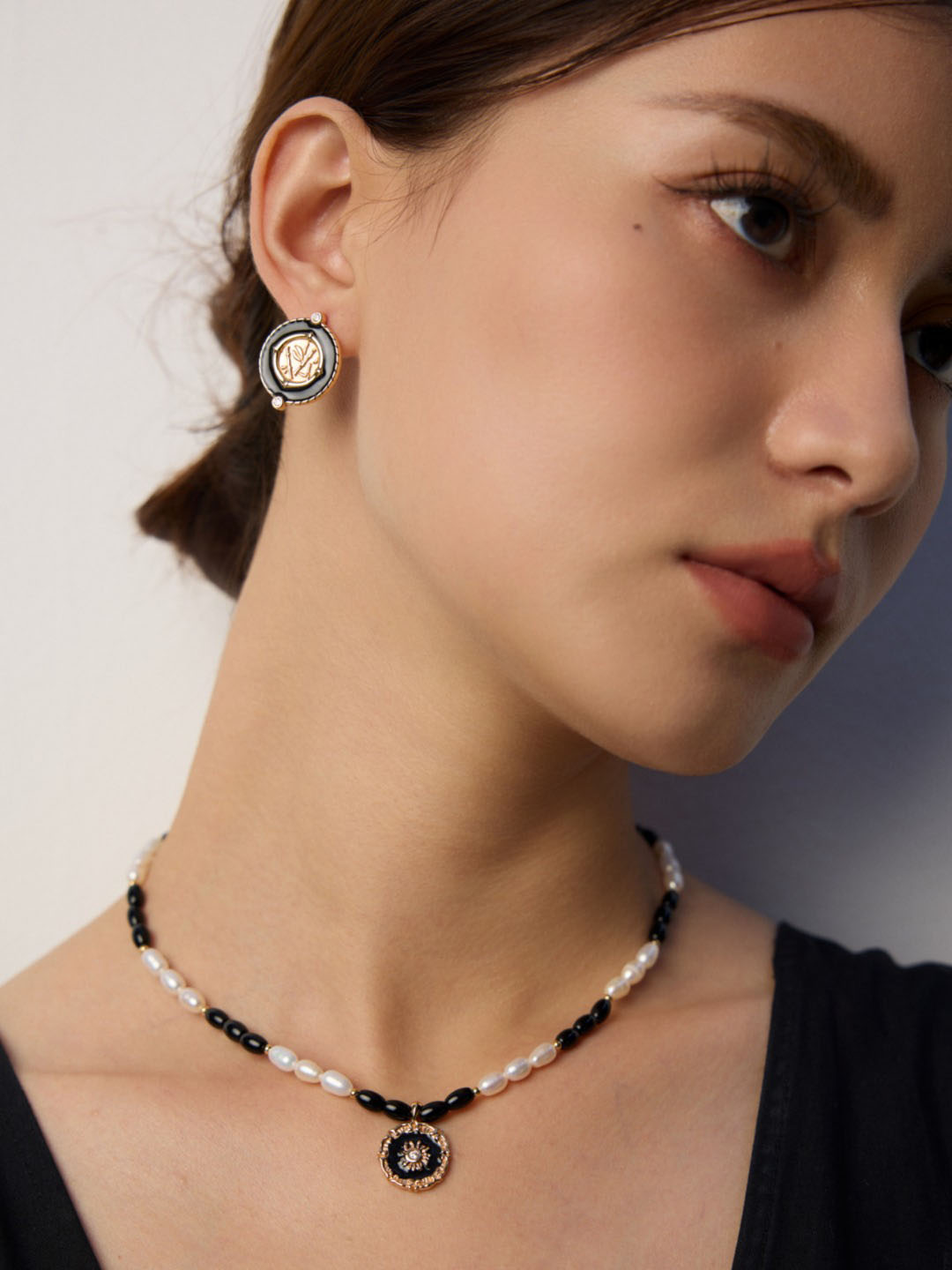 Zen Bamboo Enamel Studs Sterling Silver Earrings - Image 2