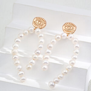 Guardian Eye Pearl Drops Sterling Silver Earrings