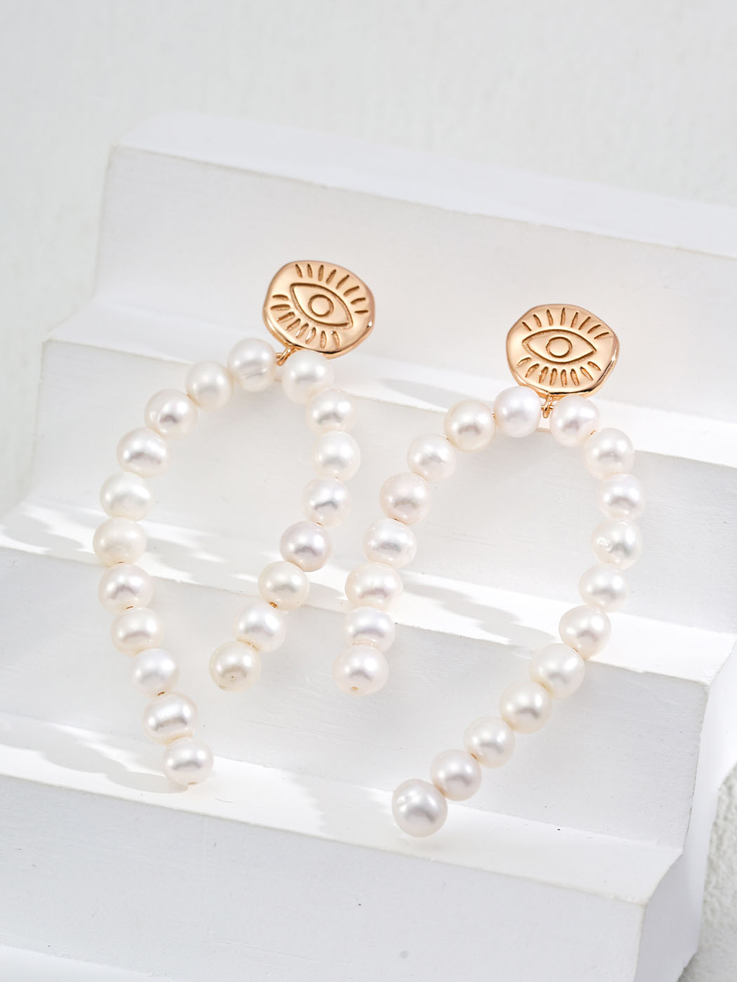 Guardian Eye Pearl Drops Sterling Silver Earrings