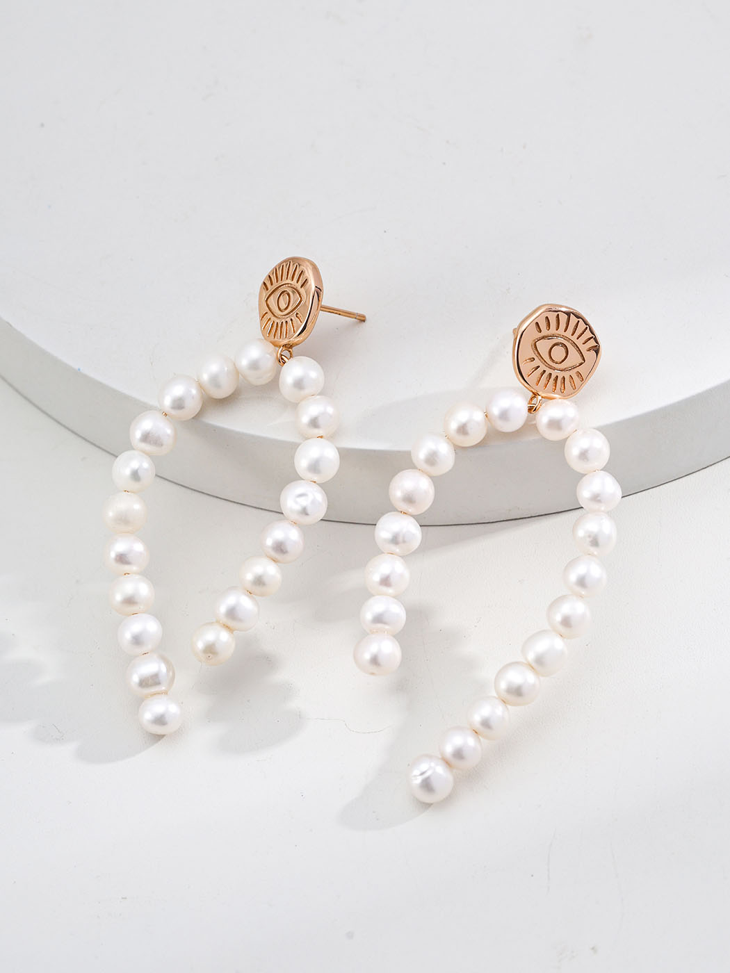 Guardian Eye Pearl Drops Sterling Silver Earrings - Image 3