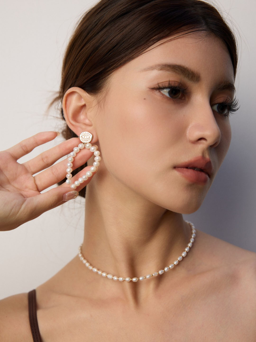 Guardian Eye Pearl Drops Sterling Silver Earrings - Image 4