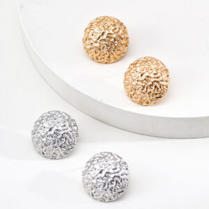 Coral Sphere Sterling Silver Studs with Vintage Texture