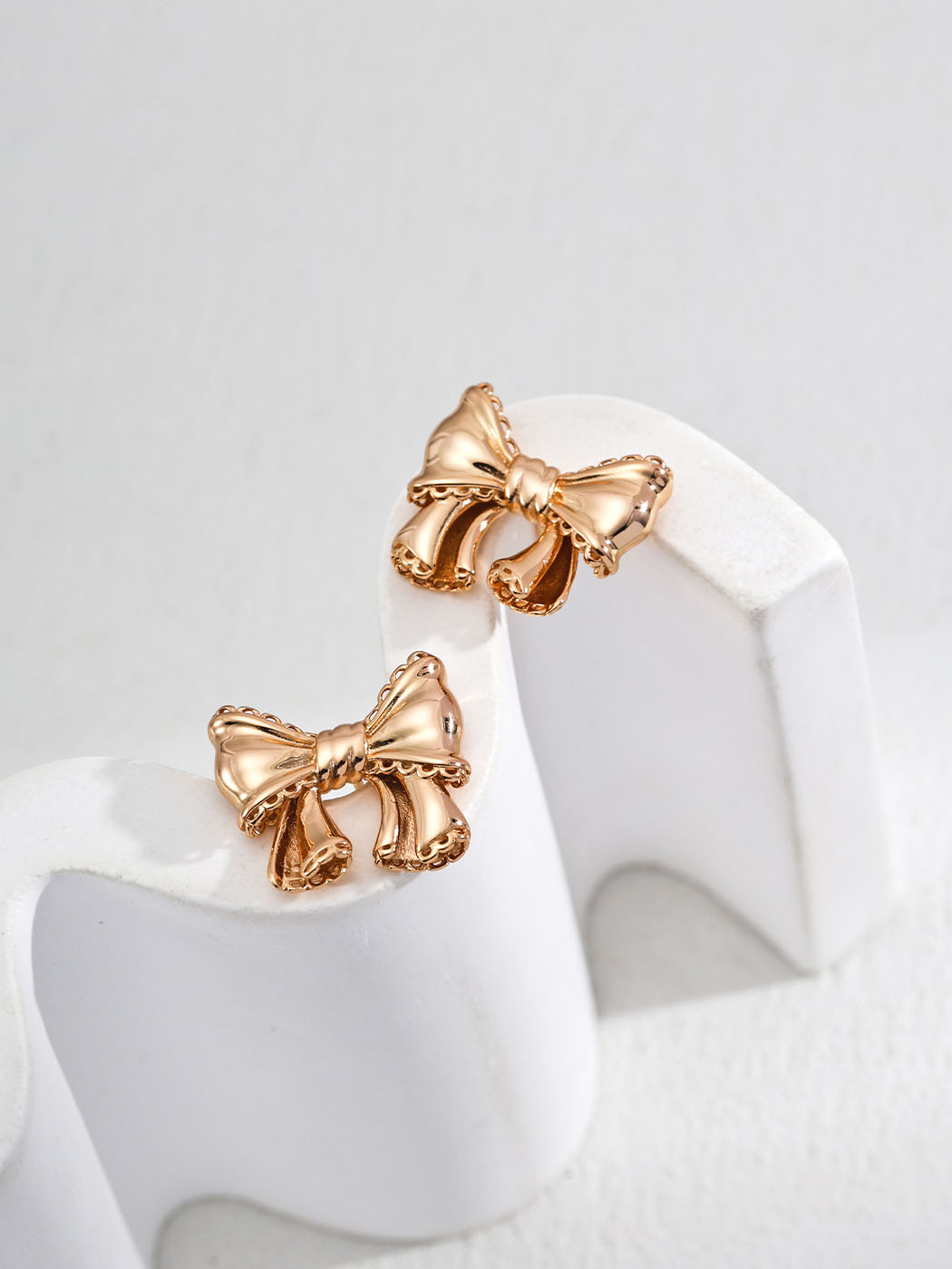 Bow Sterling Silver Studs Vintage Ribbon Earrings - Image 3