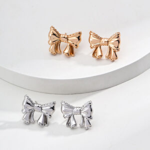 Bow Sterling Silver Studs Vintage Ribbon Earrings
