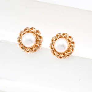 Vintage Knot Natural Pearl Stud Earrings