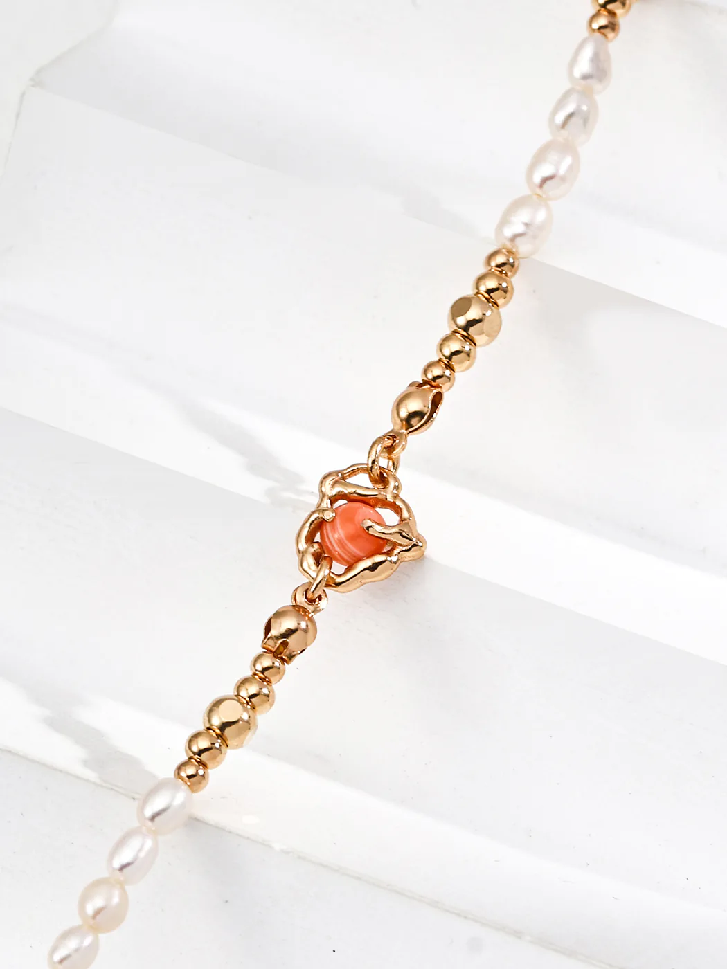 Meadow Pearl Necklace with Rhodochrosite Accent - Image 3