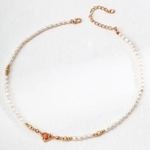 Meadow Pearl Necklace with Rhodochrosite Accent