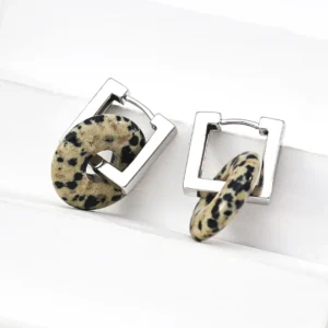 Detachable Dalmatian Stone Hoops in Sterling Silver