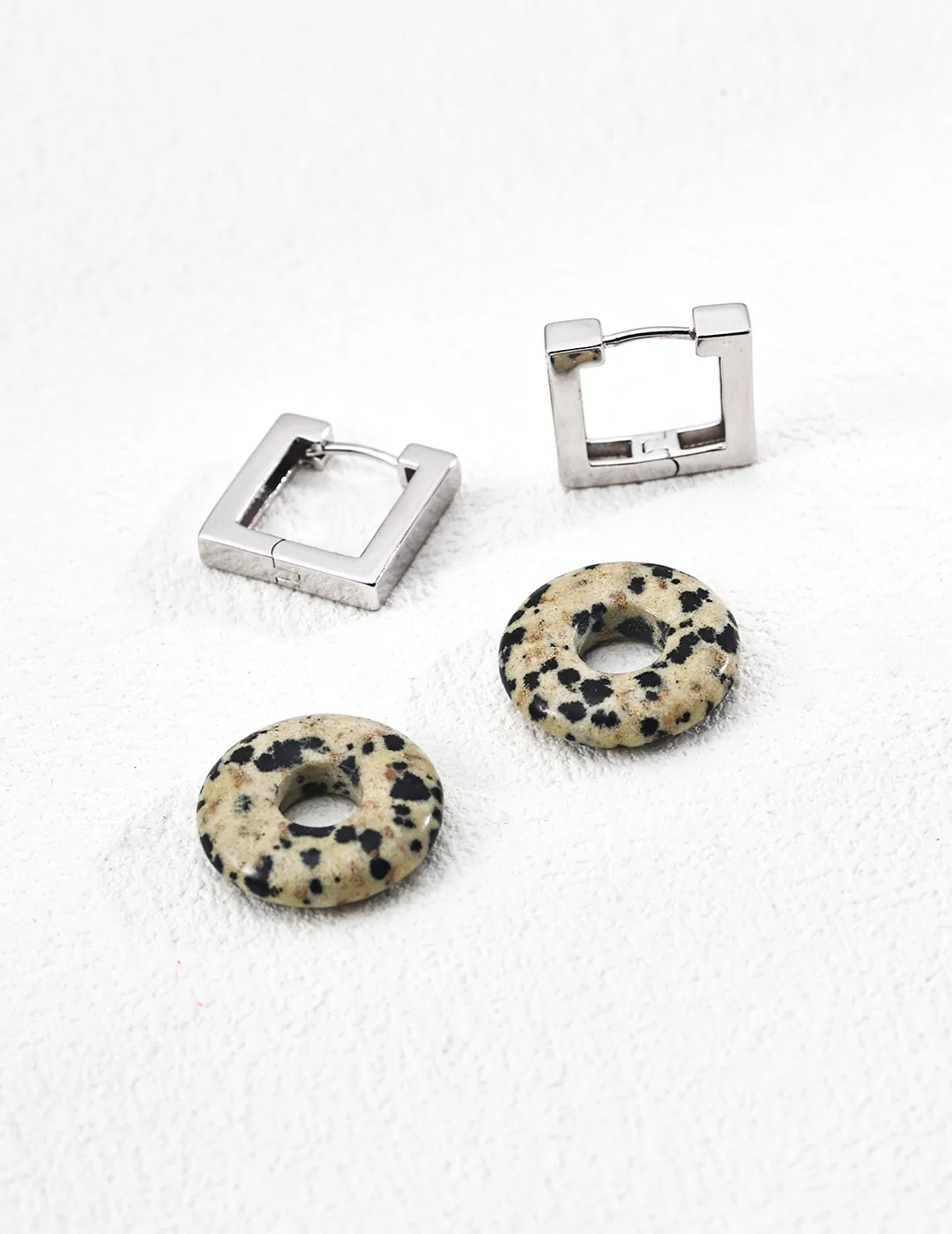 Detachable Dalmatian Stone Hoops in Sterling Silver - Image 2