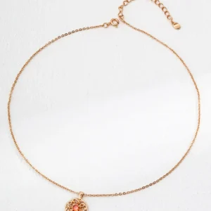 Imperial Pattern CZ Pendant Vintage Gold Necklace