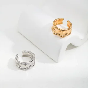 Sterling Silver Ring Molten Wave Adjustable Design