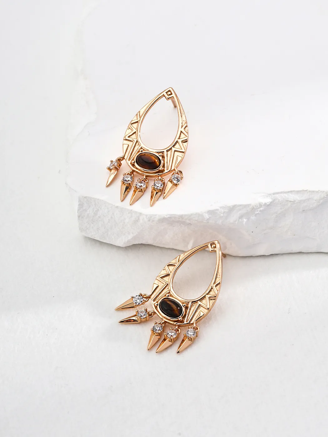 Tribal Dagger Earrings with Black Onyx - Image 2