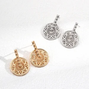 Vintage Mandala Drop Studs in Sterling Silver