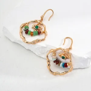 Abacus Beaded Earrings in Vintage Gold