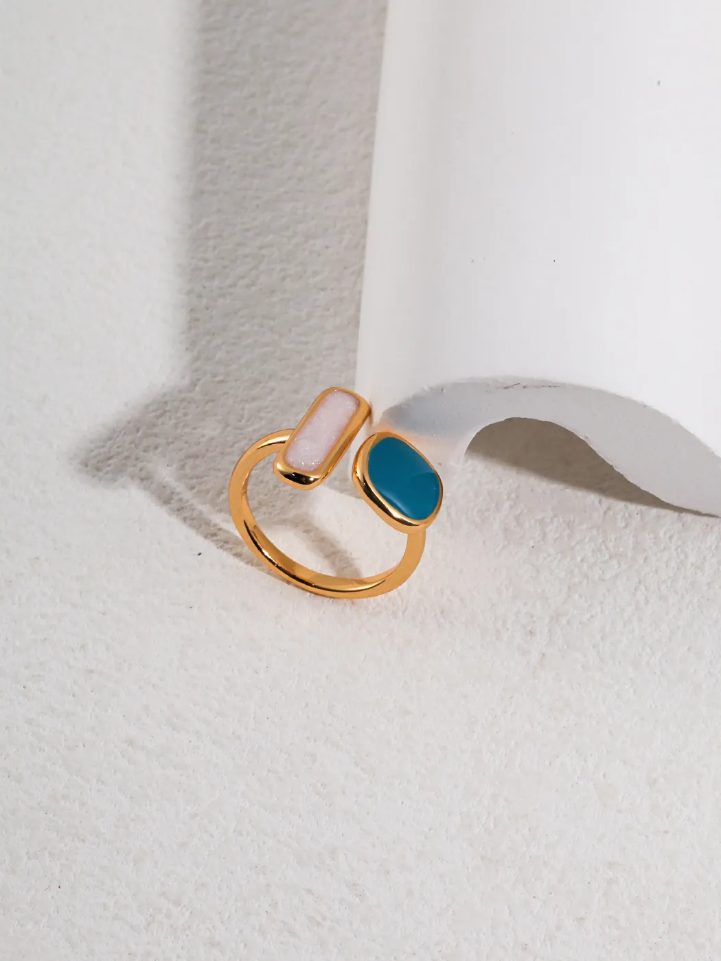 Silver Enamel Rings Dual Color Design - Image 3