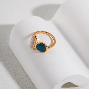 Silver Enamel Rings Dual Color Design