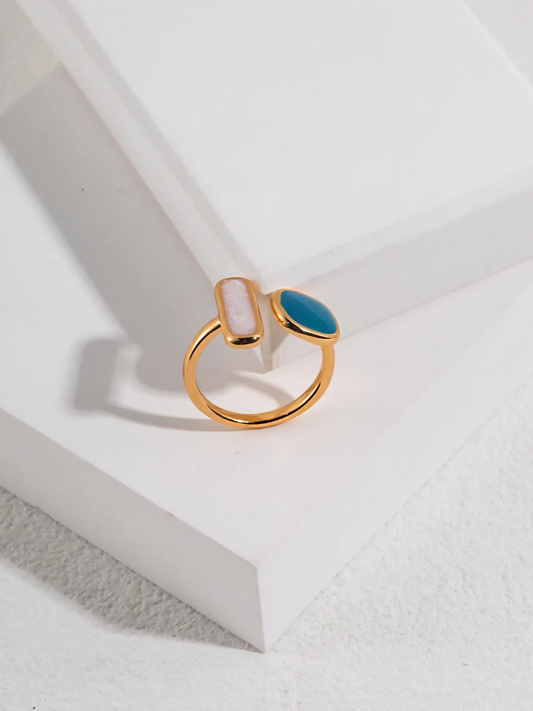 Silver Enamel Rings Dual Color Design - Image 4