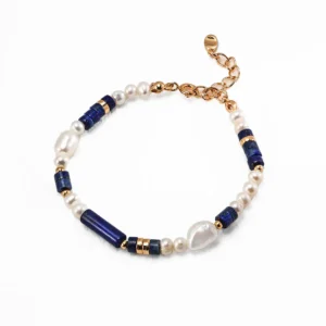 Lapis Lazuli Pearl Bracelet – S925 Gold Plated Natural Pearl Jewelry