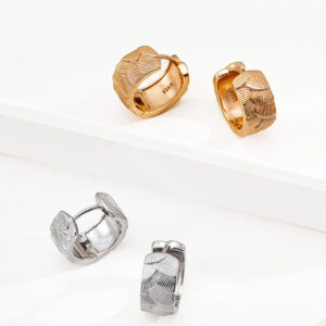 Fan Shell Sterling Silver Hoops with Gold and Silver Finish