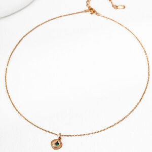 Emerald Gaze CZ Pendant Sterling Silver Necklace