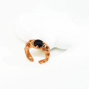Lava Black Onyx Ring Sterling Silver Wide Band