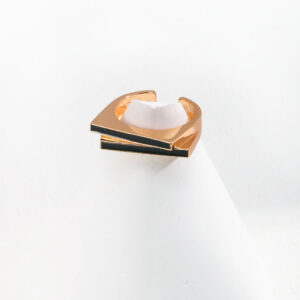 Cascade Bars Ring Black Enamel Minimalist Adjustable
