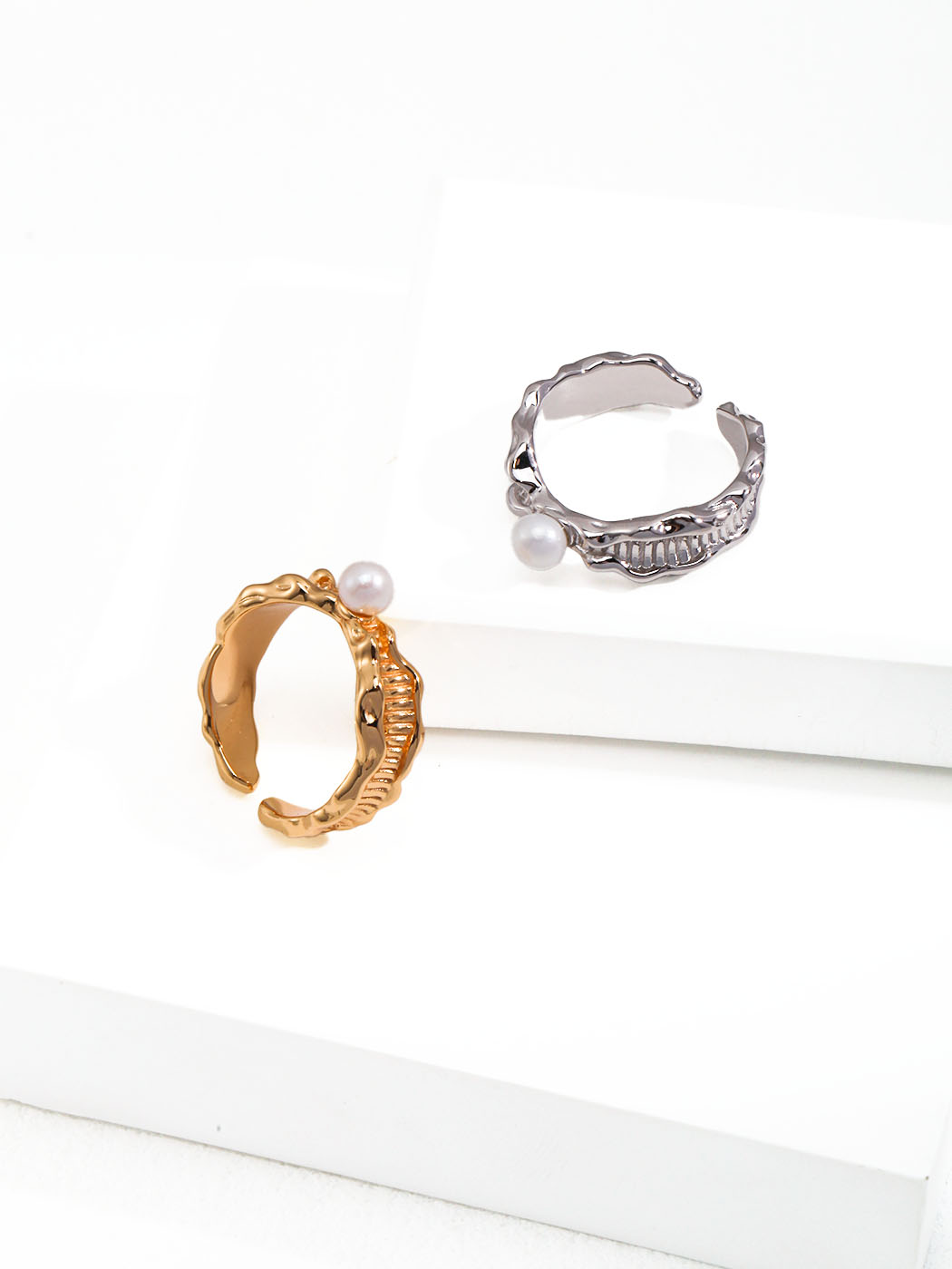 Irregular Texture Pearl Ring Sterling Silver Adjustable