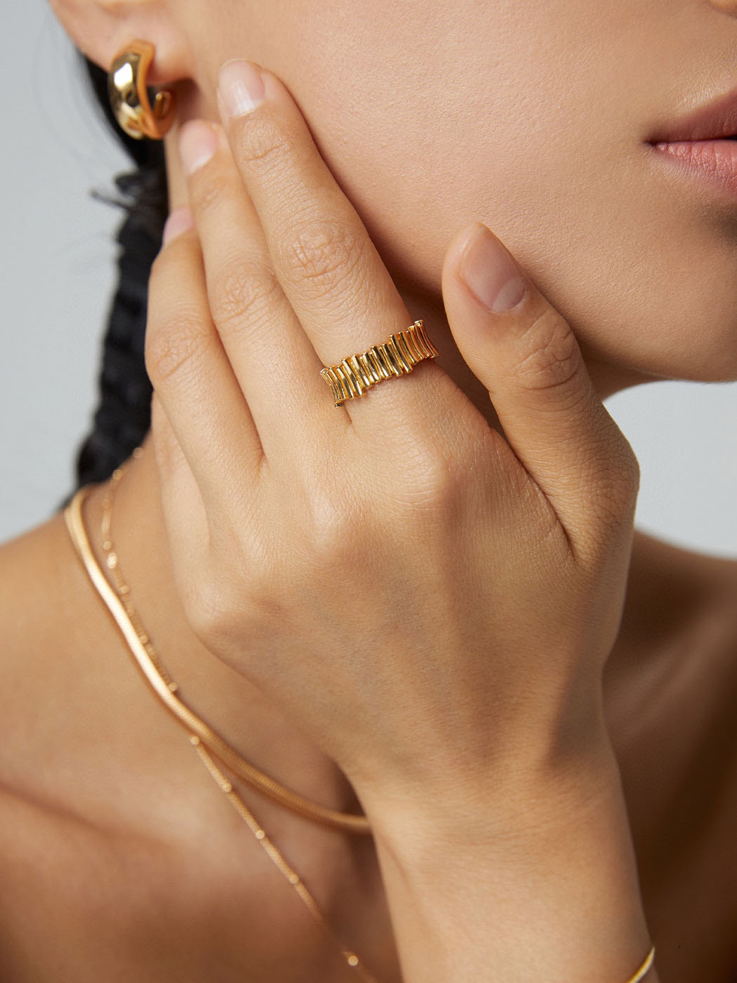 Gear Texture Silver Ring S925 Minimalist Statement Design - Image 2