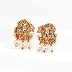 Vintage Pearl Earrings with Sterling Silver and Zircon
