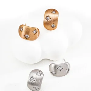 Sterling Silver Stud Earrings with Cubic Zirconia Stones