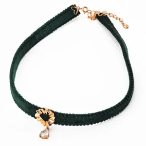 Velvet Choker Necklace with Zircon Pendant