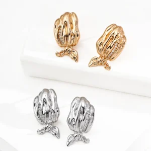 Silk Scarf Knot Earrings Sterling Silver with CZ Accents